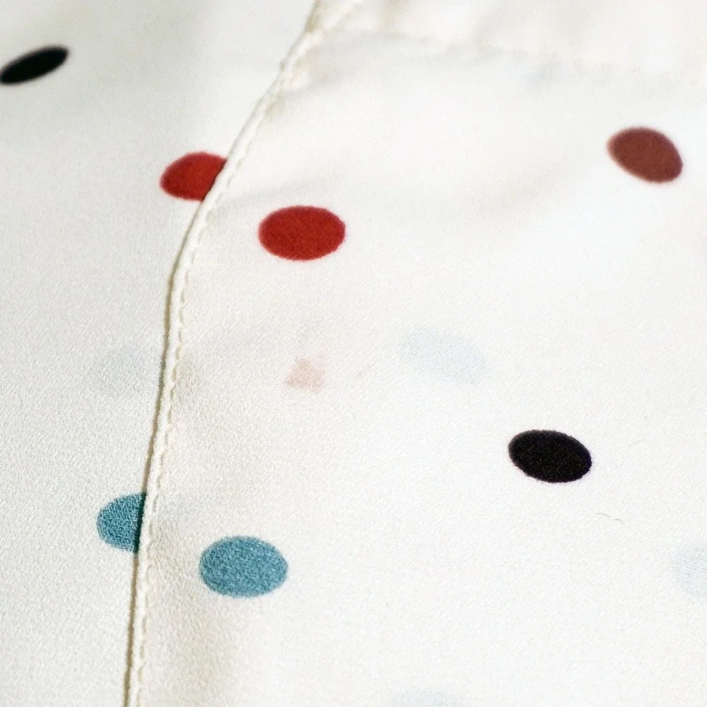 Torrid Harper Blouse Polka Dot Cream Georgette Roll Tab Plus 1X XL (minor flaws)